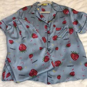 Strawberry pattern Silk Pajama Set